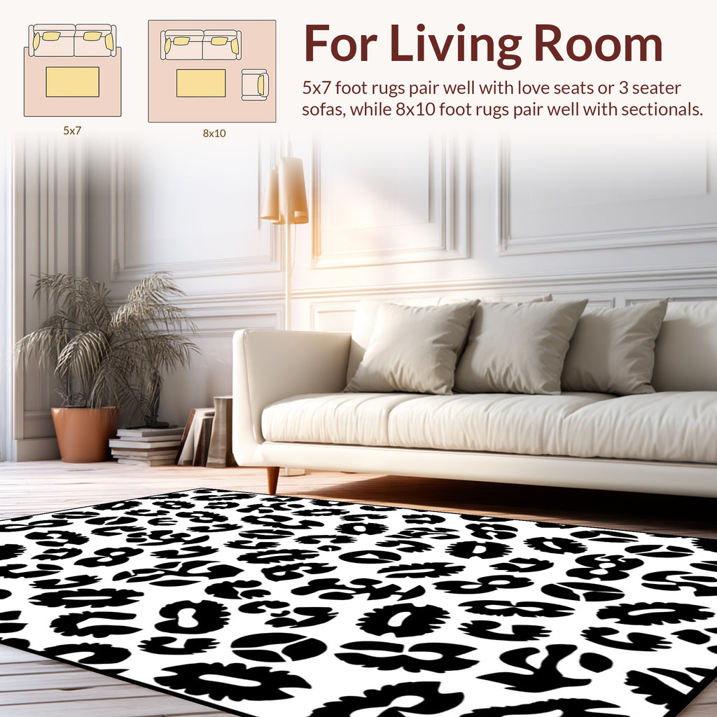Black White Wild Spots Pattern Rug