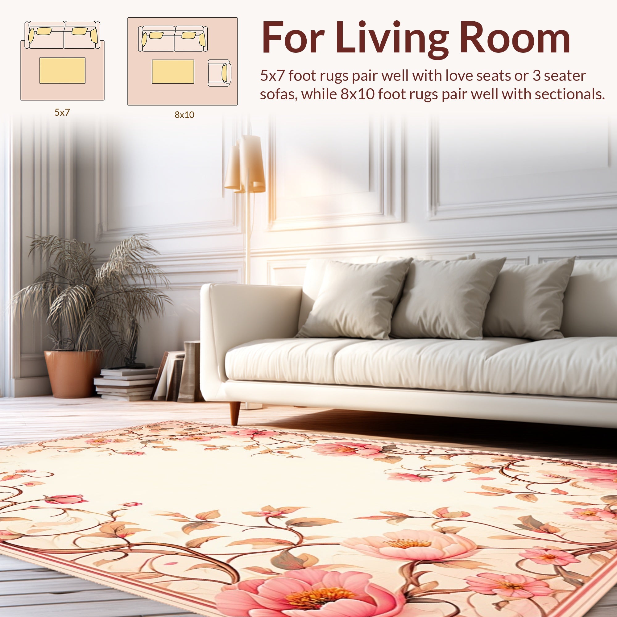 Pink Delicate Floral Vines Rug