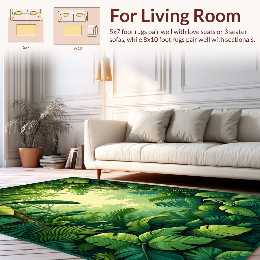Lush Jungle Tropical Foliage Design Rug
