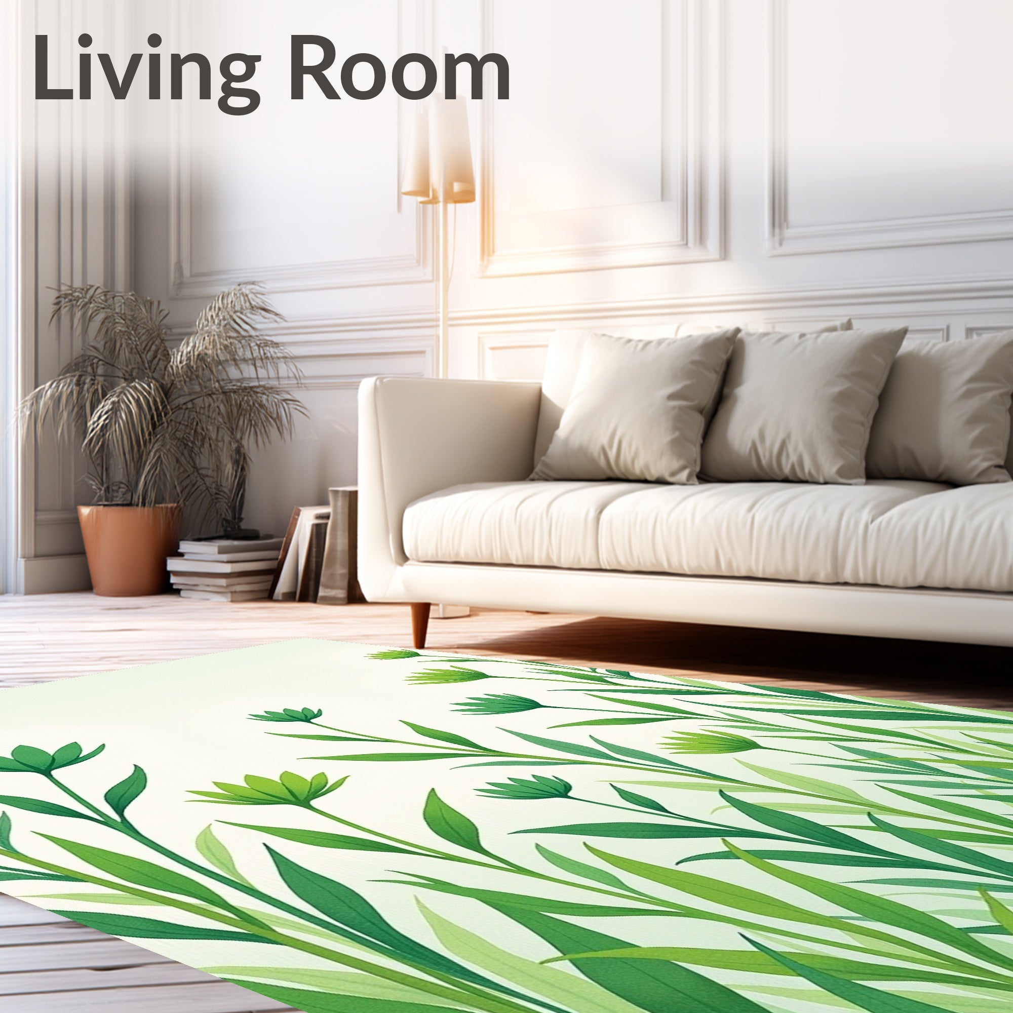 Green Botanical Meadow Floral Rug