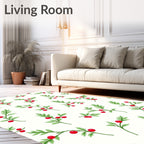 Delicate Red Berry Botanical Illustrations Rug