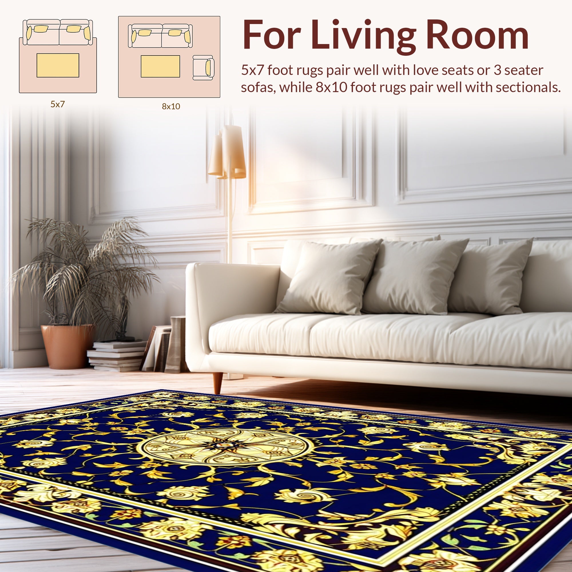 Ornate Floral Medallion Pattern Rug