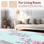 Pastel Pink Floral Outline Design Rug