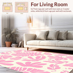 Pink Tropical Leaf Pattern Rug