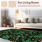 Exotic Green Leaf Pattern Design Rug