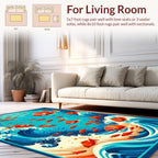 Vibrant Coral Fish Ocean Waves Design Rug