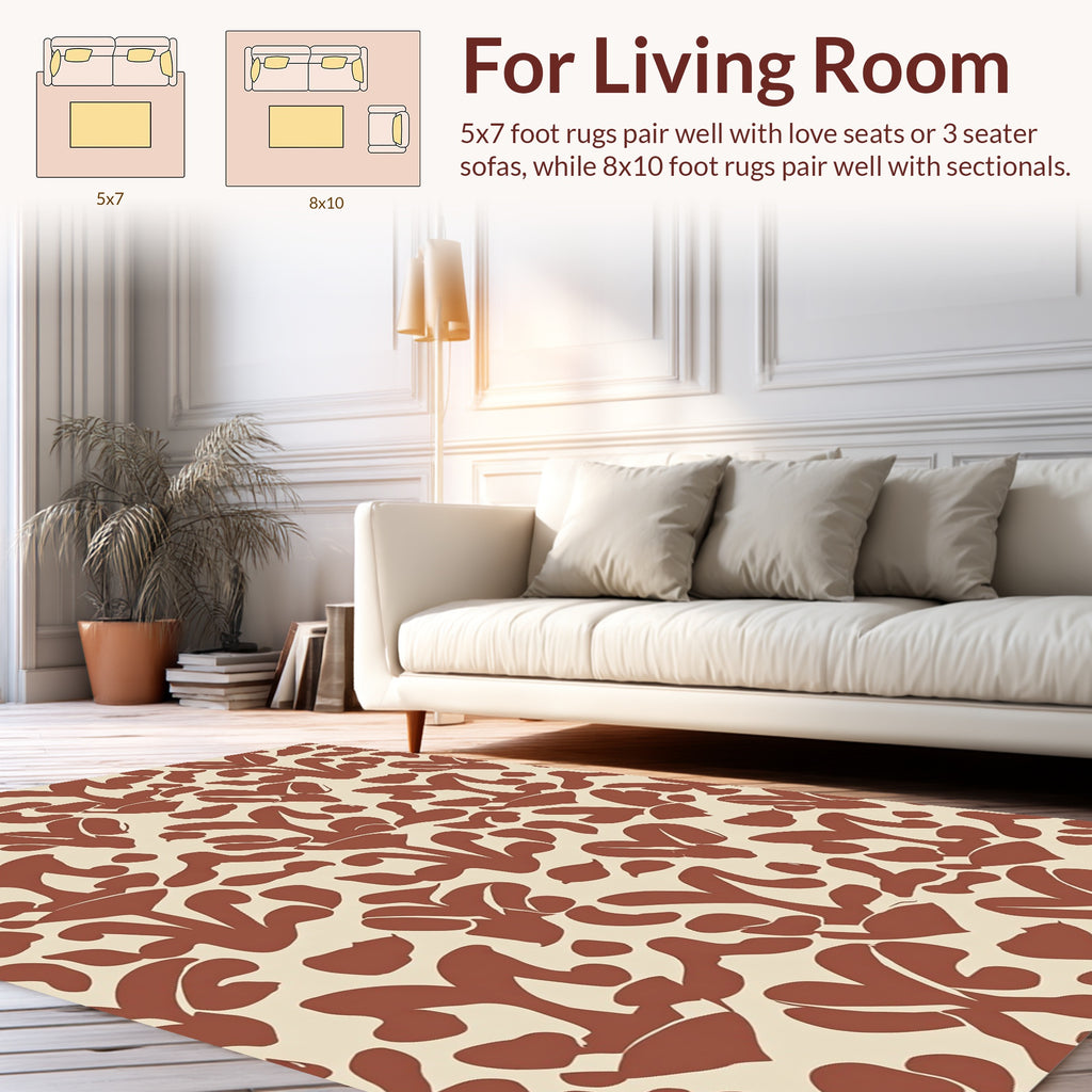 Terra Cotta Abstract Floral Pattern Rug