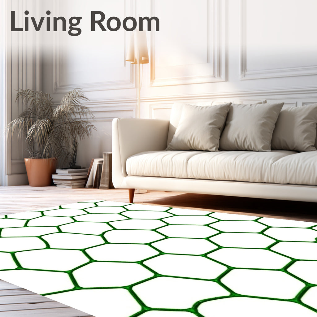 Emerald Green Hexagon Network Rug