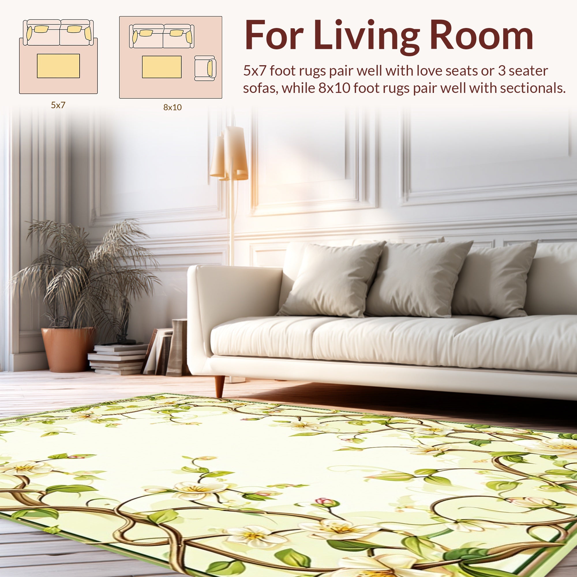 Floral Vine Delicate Pattern Rug