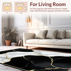 Black White Gold Marble Pattern Rug
