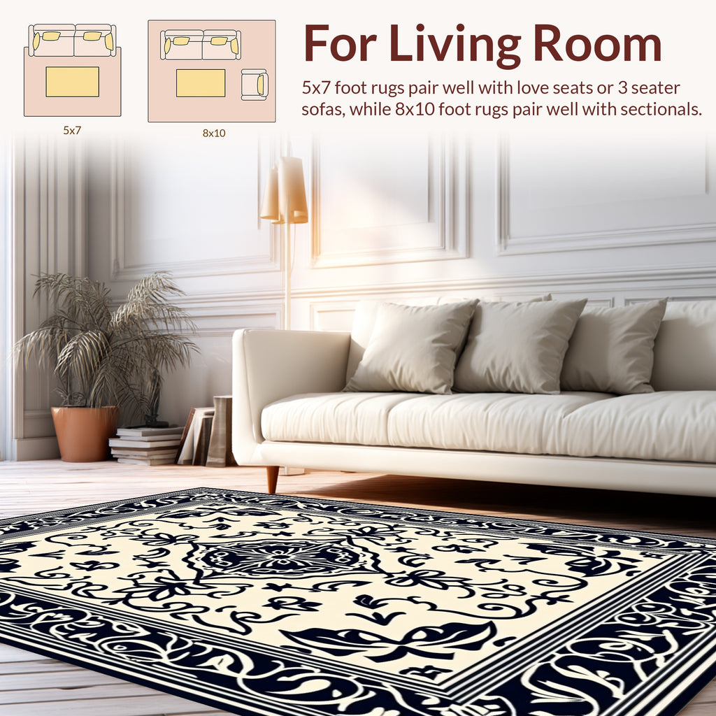 Classic Floral Scrollwork Intricate Design Rug
