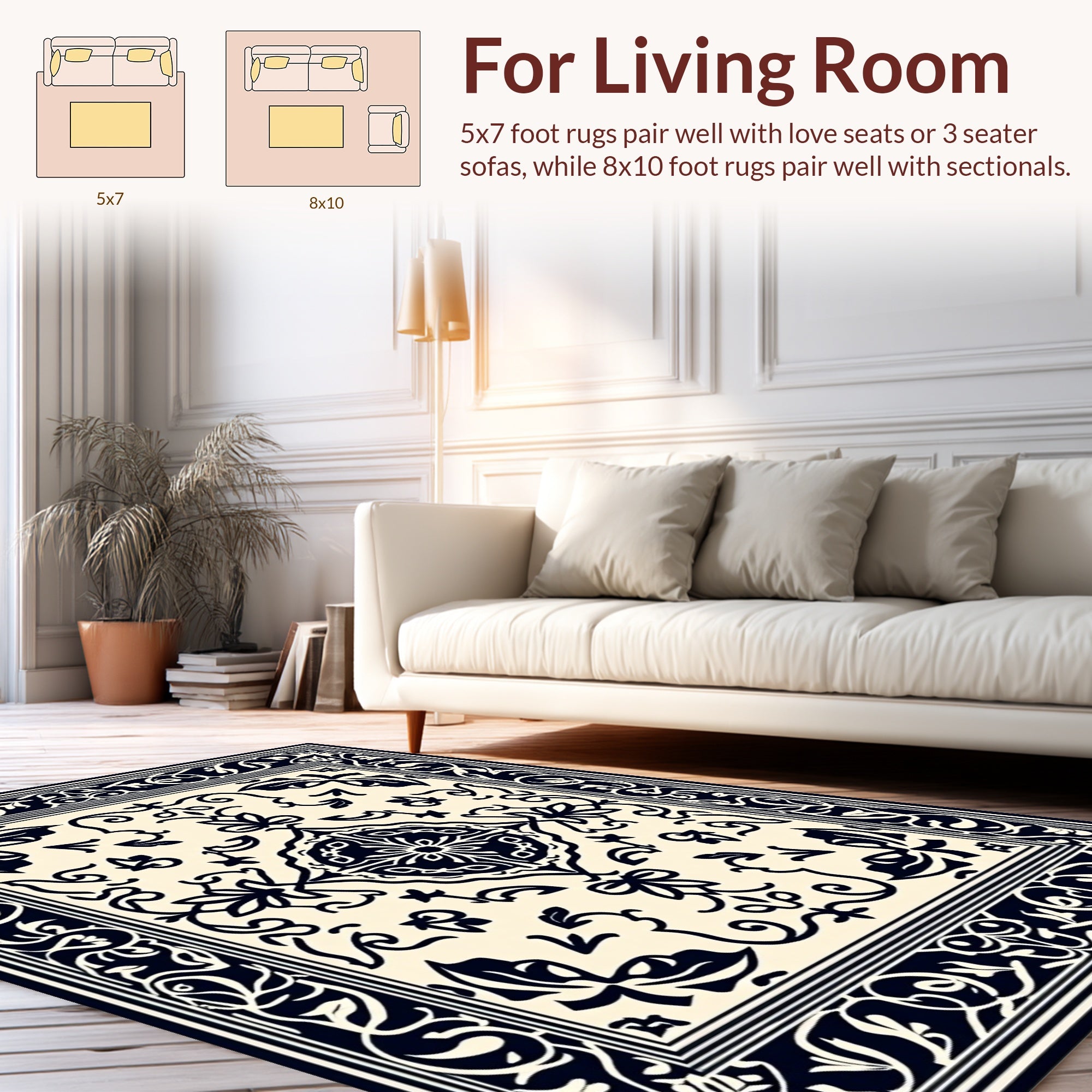 Classic Floral Scrollwork Intricate Design Rug