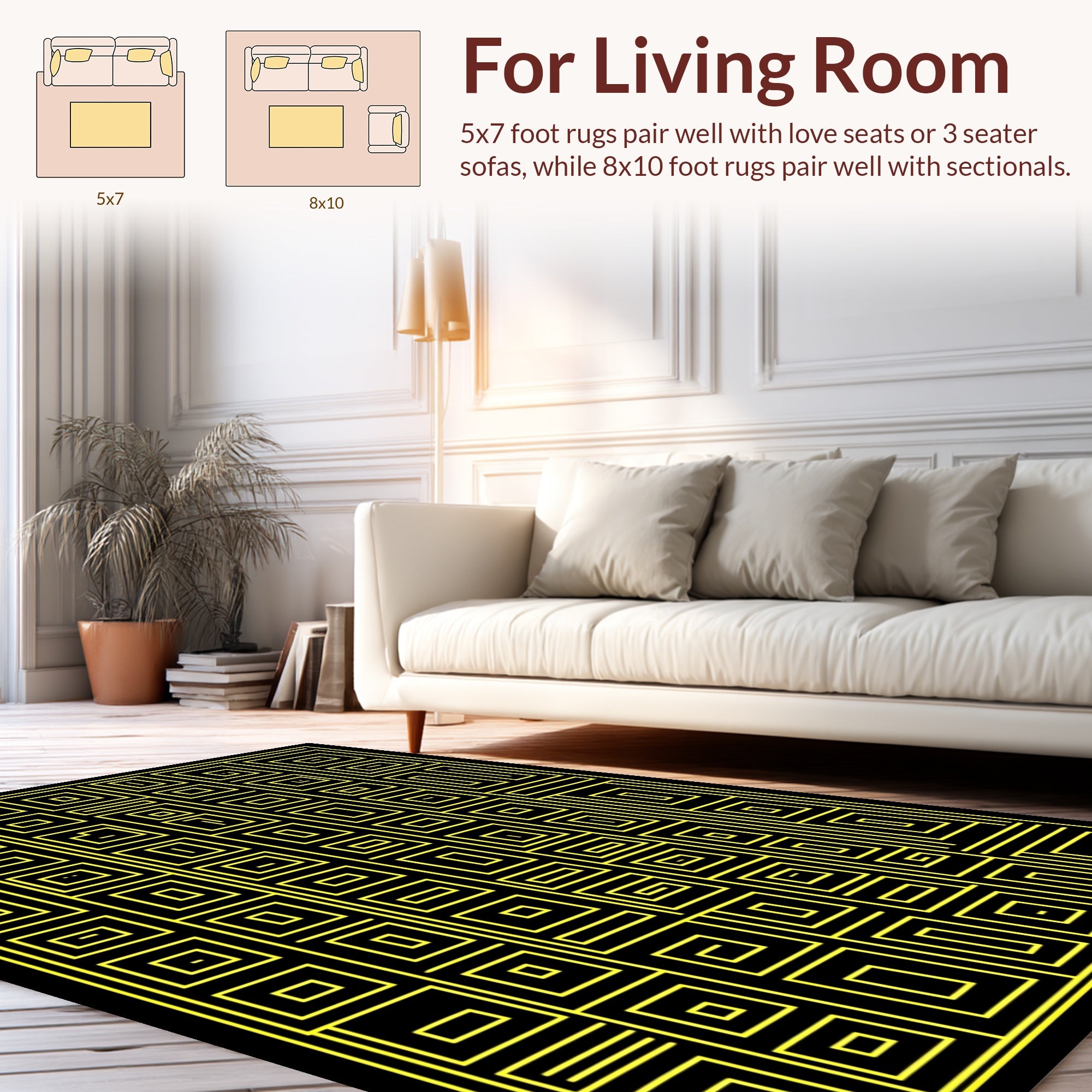 Modern Maze Patterned Geometric Rug