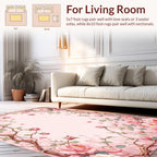 Pink Rose Vine Floral Pattern Rug