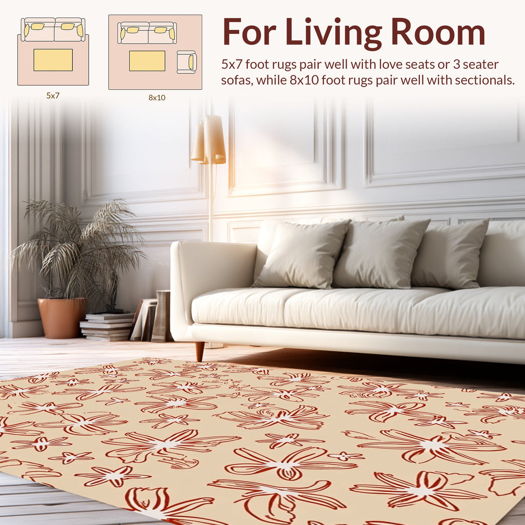Sketchy Floral Pattern with Warm Tones Rug