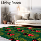Red Berries Pine Needle Arrangement Rug