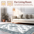 Ornate Blue Gray Floral Motif Rug
