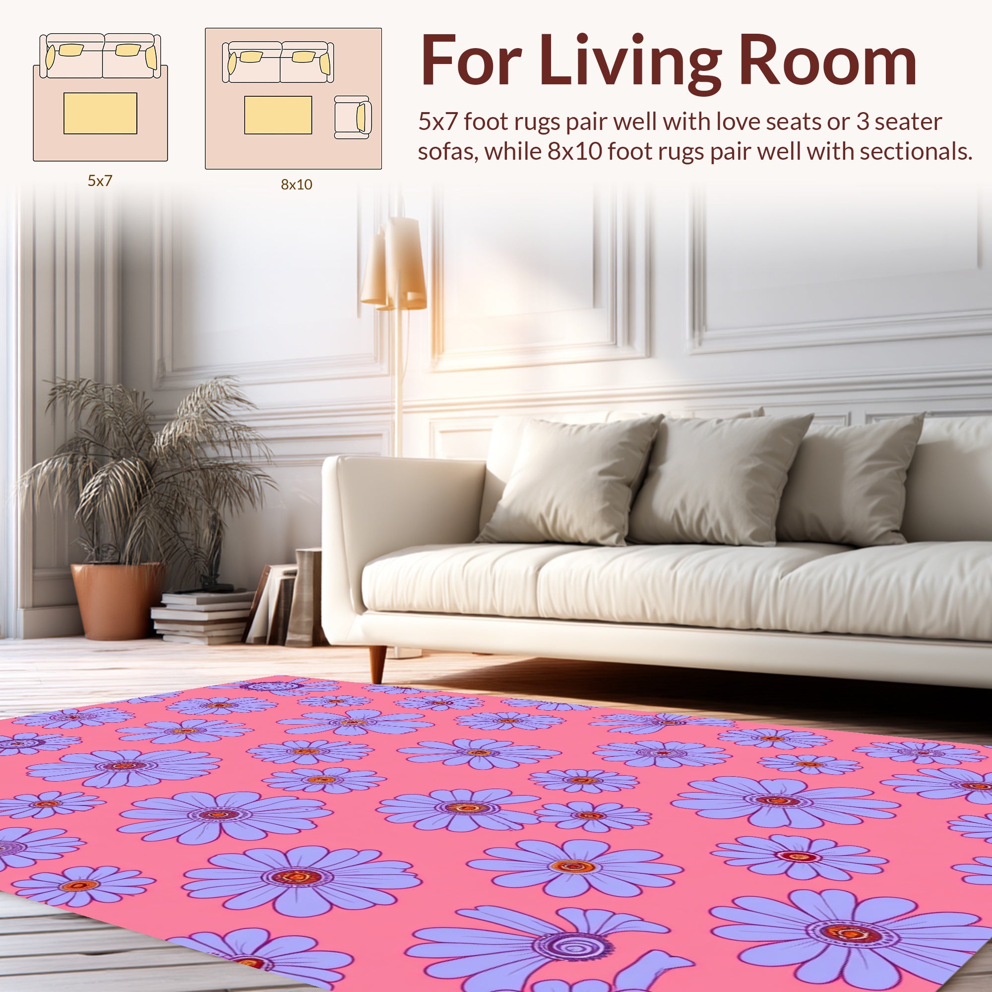 Daisy Pattern Funky Floral Design Rug
