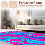Whimsical Pink Blue Turtle Swirl Rug