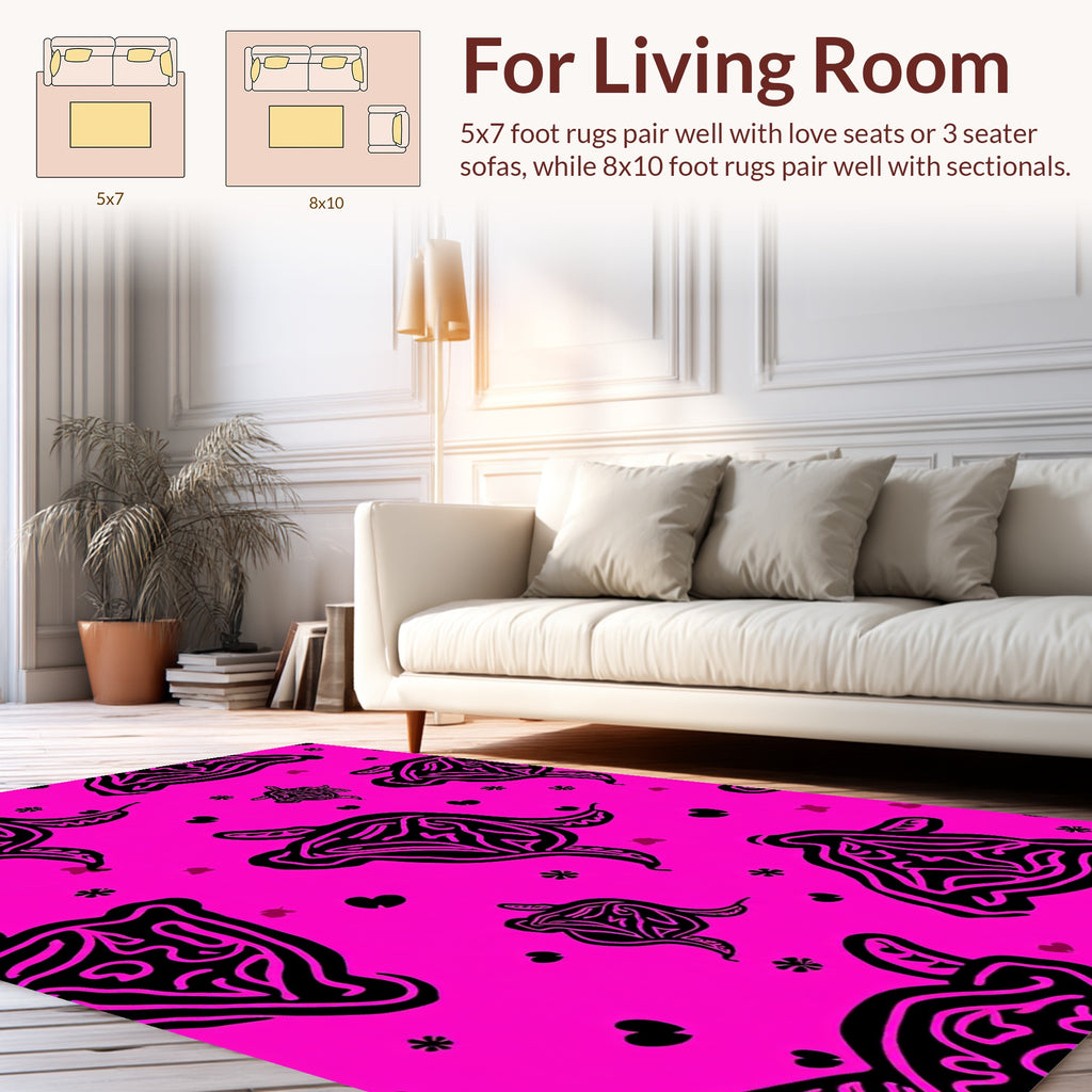 Vibrant Pink Turtle Pattern Design Rug