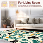 Whimsical Black Cats Orange Flowers Pattern Rug