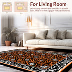 Vibrant Orange White Scroll Floral Design Rug