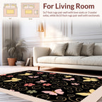 Whimsical Butterfly Floral Scroll Design Rug