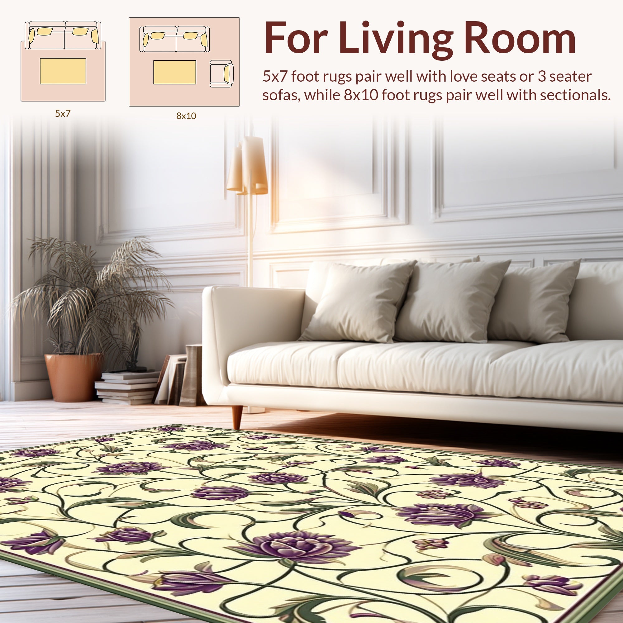 Vintage Floral Vines Pastel Rug