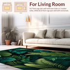 Exotic Tropical Leaf Pattern Dark Rug