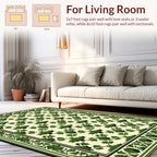 Green Leaf Patterned Classic Area Rug