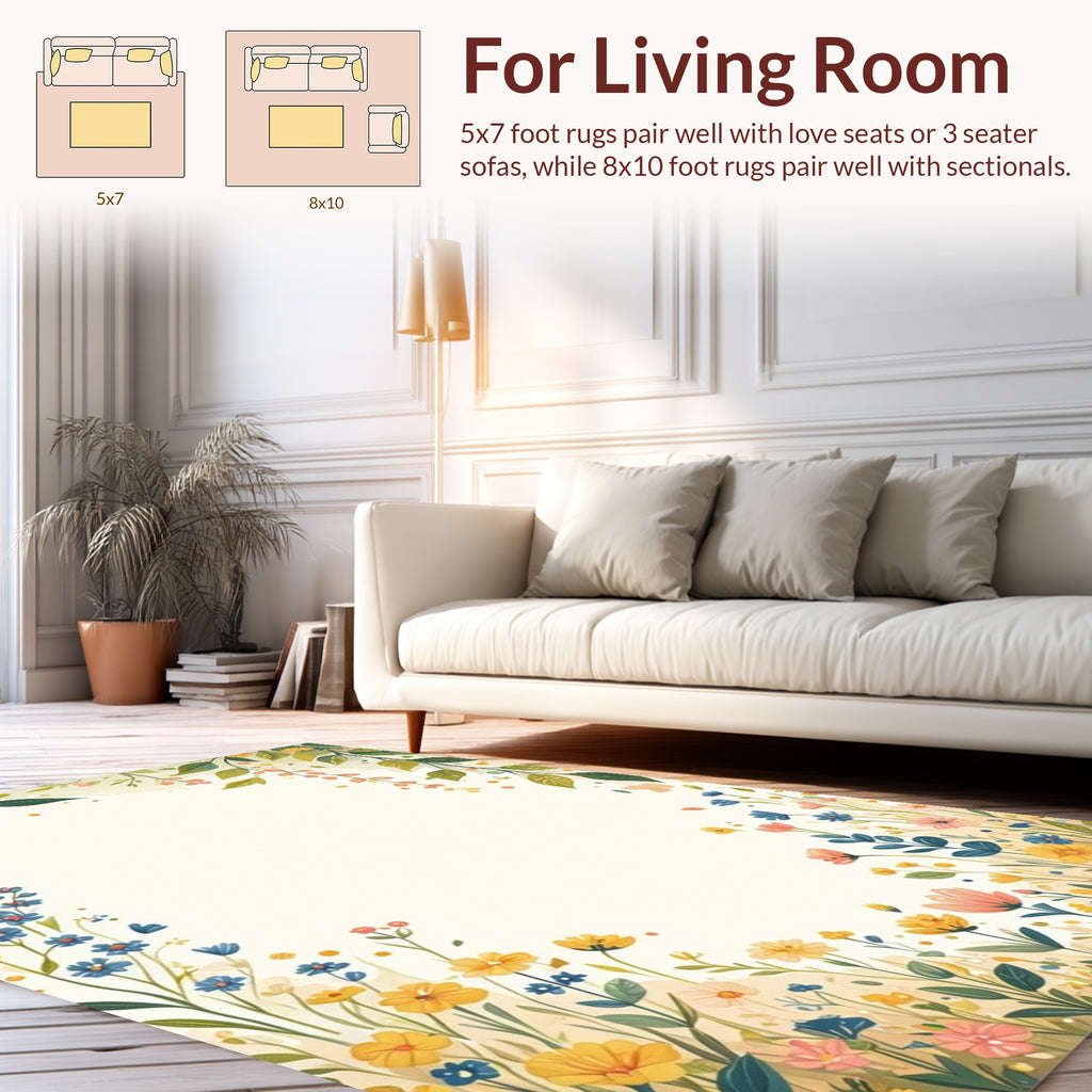 Whimsical Spring Floral Meadow Rug