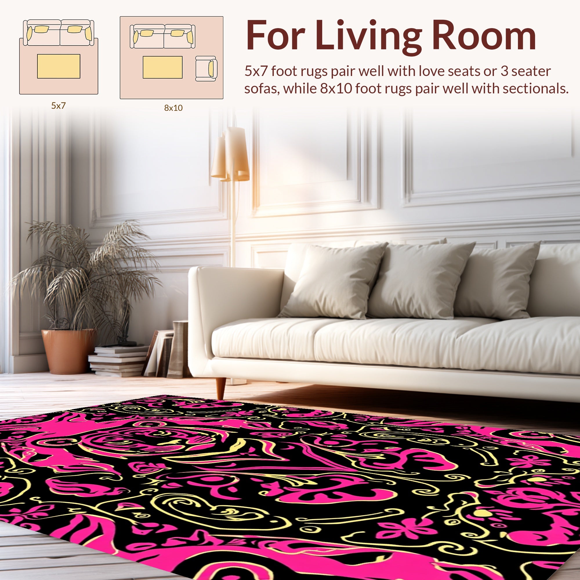 Bold Tiger Floral Pattern Rug