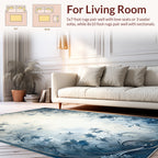 Elegant Blue Floral Vine Pattern Rug