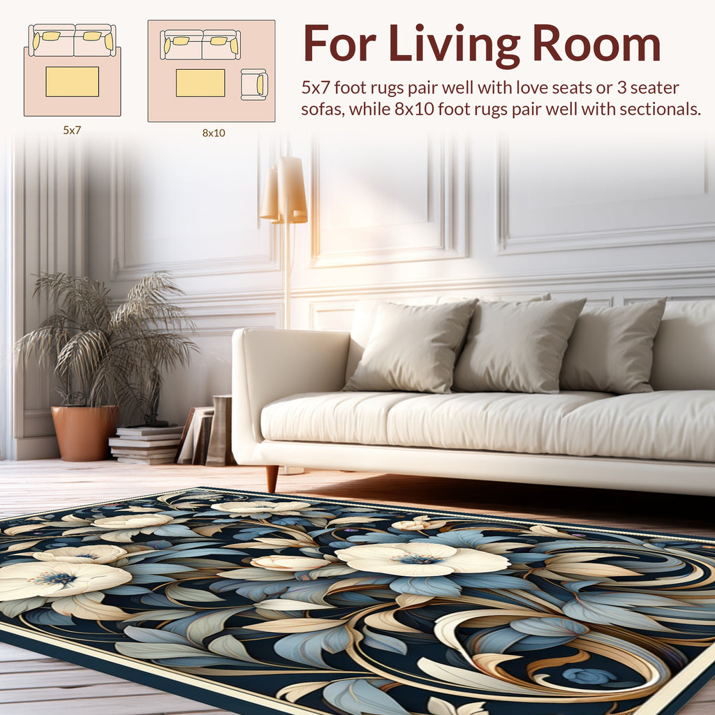 Elegant Floral Swirls Pattern Rug