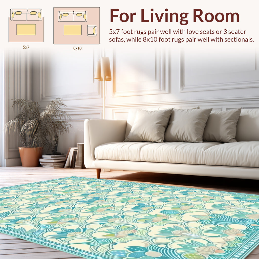 Art Nouveau Style Floral Pattern Rug