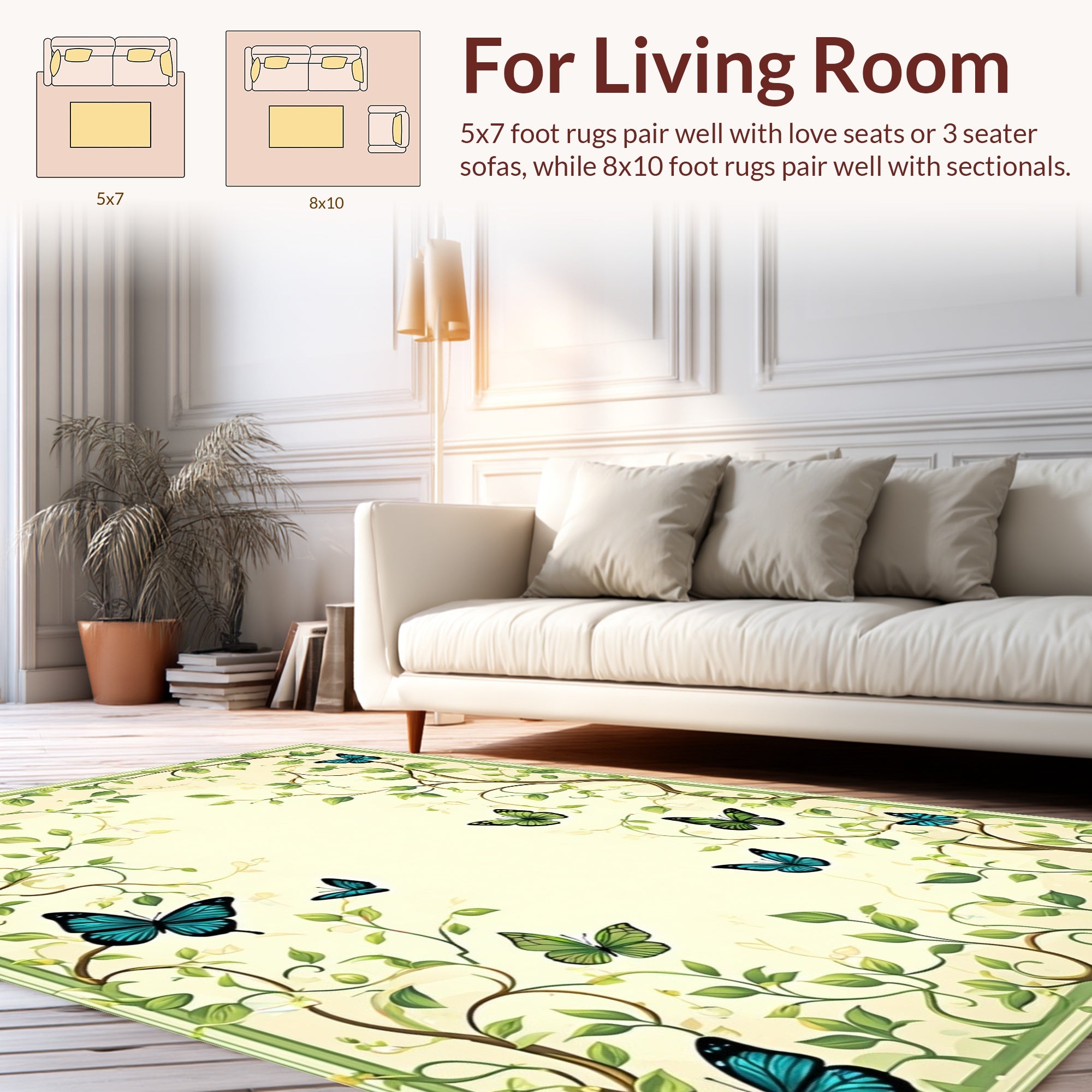 Garden Butterfly Vine Inspired Rug