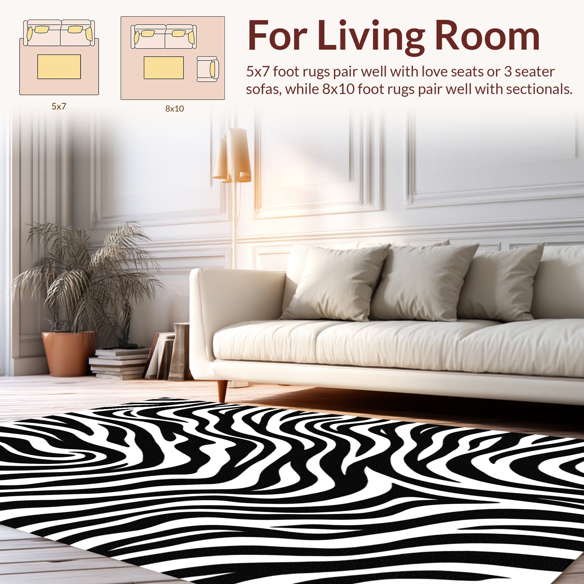 Bold Black White Striped Pattern Rug