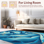 Abstract Blue Swirls Dynamic Patterns Rug