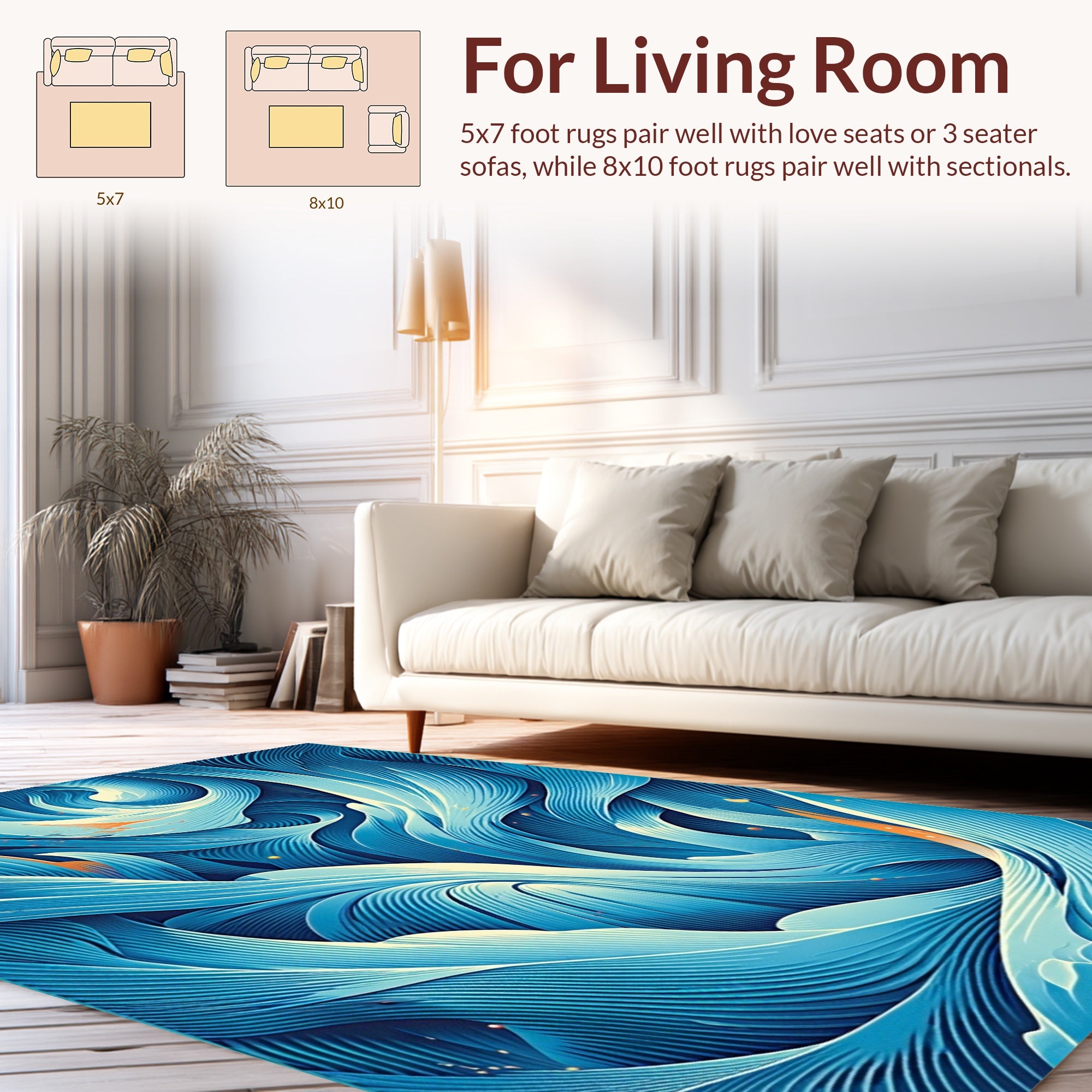 Abstract Blue Swirls Dynamic Patterns Rug