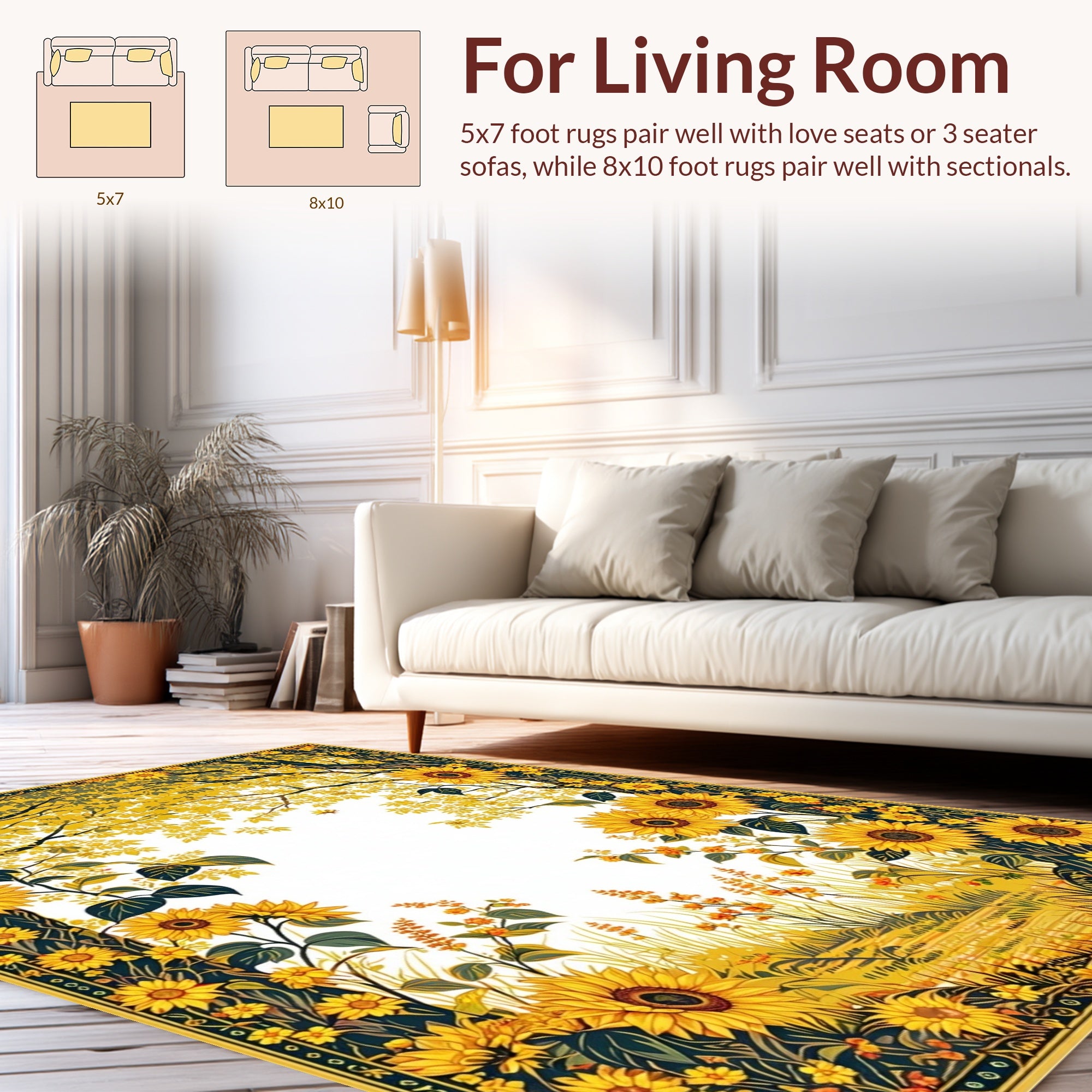 Vibrant Sunflower Meadow Scene Rug