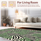 Green Foliage Zebra Print Design Rug