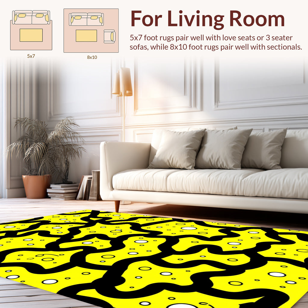 Bold Yellow And Black Circles Rug