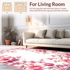 Pink Floral Vine Detailed Artwork Rug