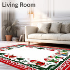 Whimsical Christmas Elves Border Rug