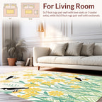Cheerful Birds and Yellow Floral Pattern Rug