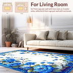 Vibrant Blue Floral Vine Pattern Rug