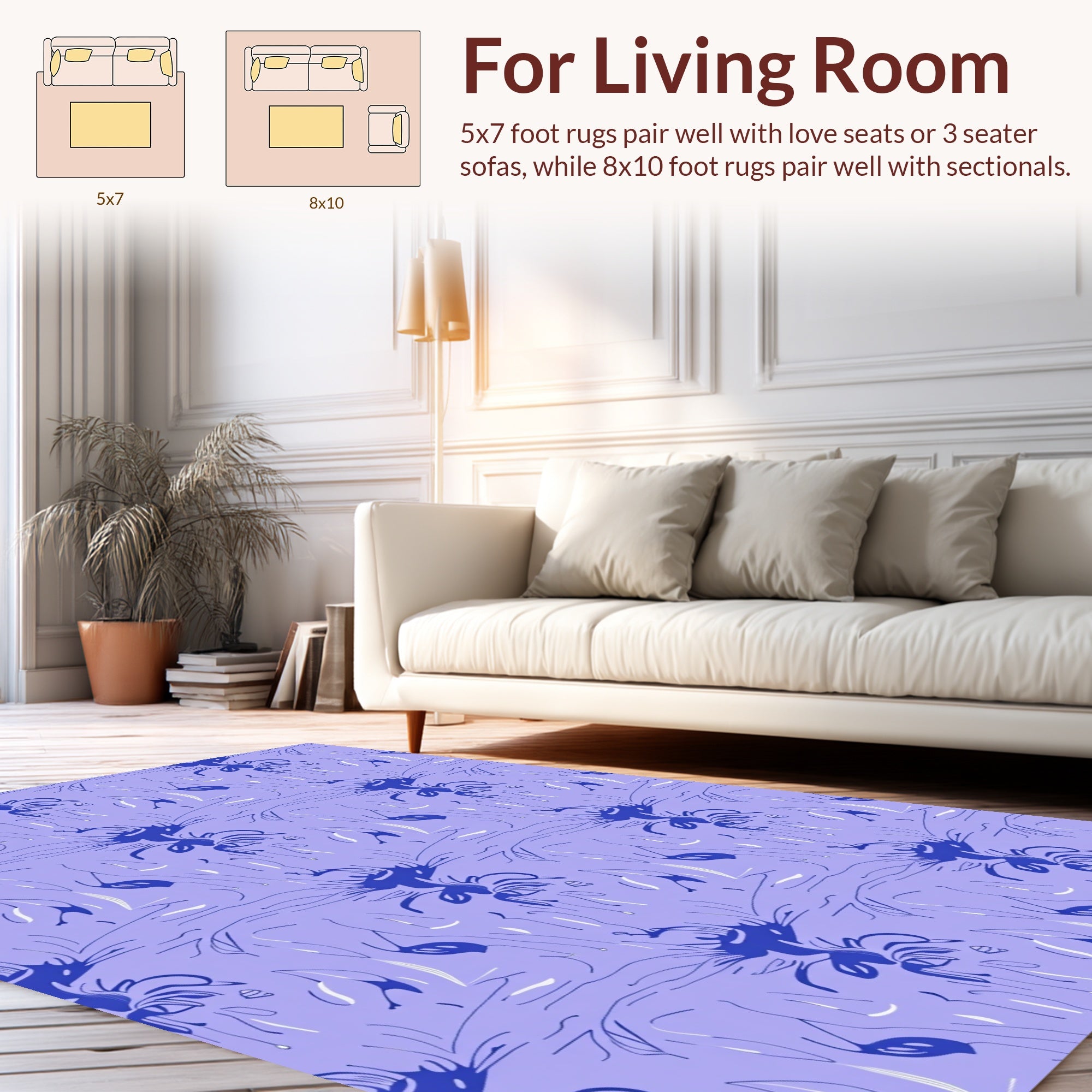 Abstract Floral Ink Sketch Rug