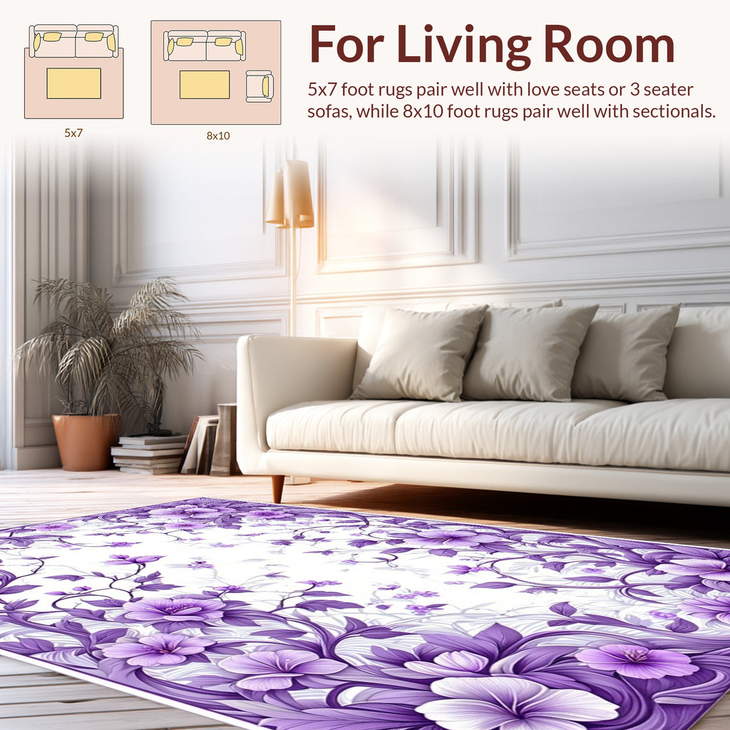 Enchanting Purple Floral Vine Rug