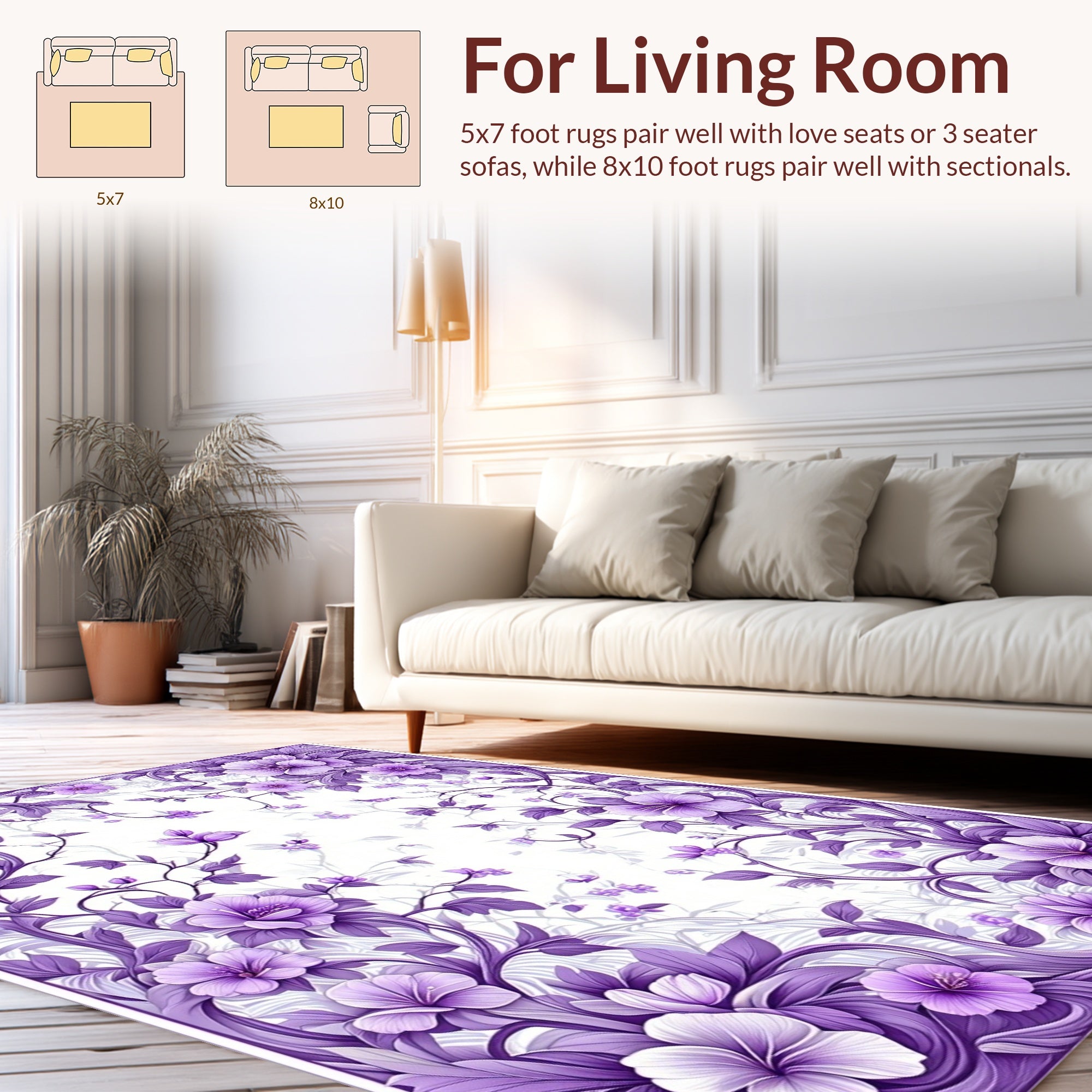 Enchanting Purple Floral Vine Rug
