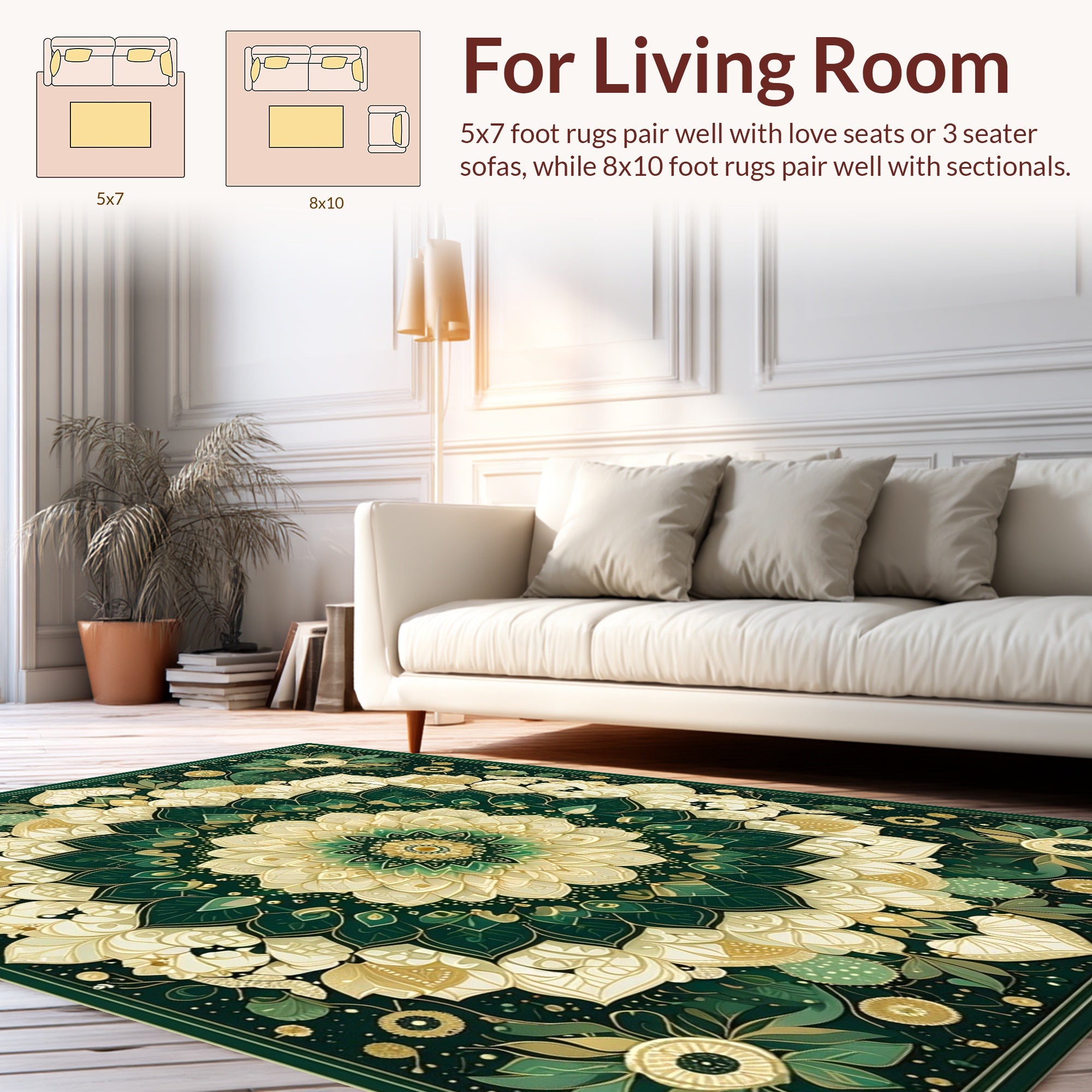 Intricate Floral Mandala Inspired Design Rug